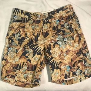 OndadeMar Mens Tropical Floral Flat Front Chino Shorts 30